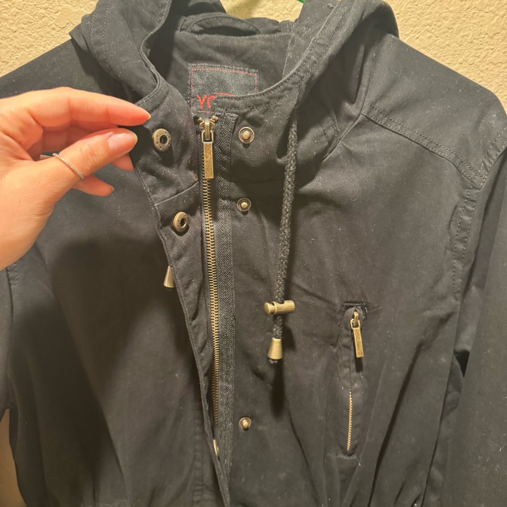 Black Hooded Drawstring Anorak Jacket size XL - Picture 6 of 10